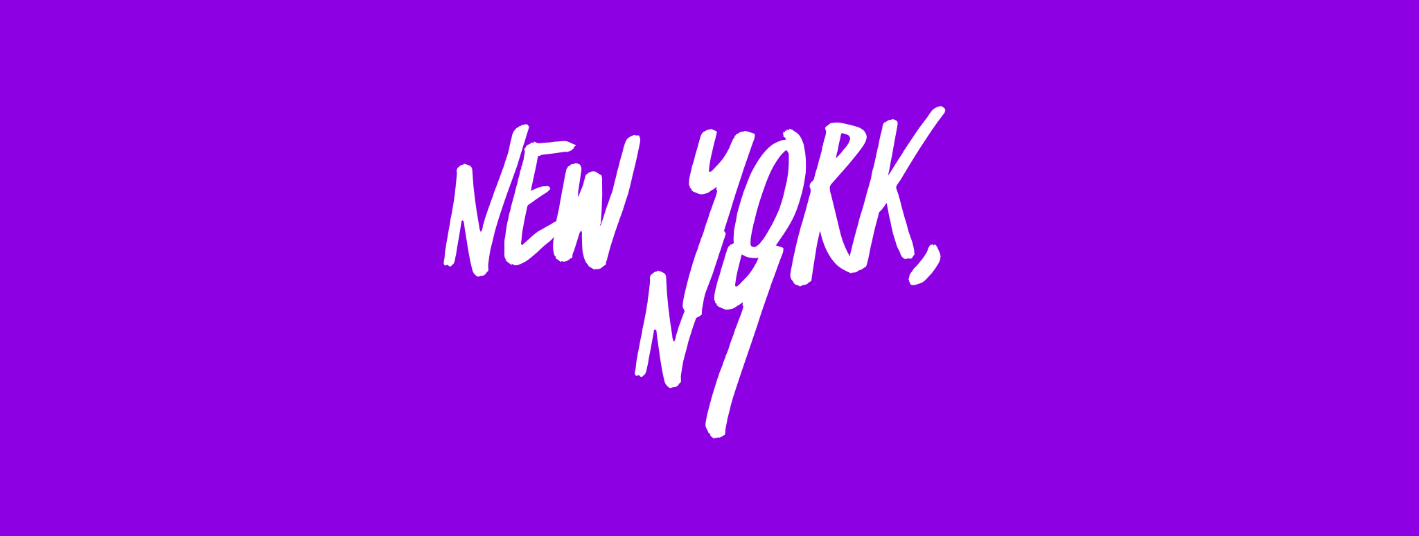 A purple background with the words new york written in white.